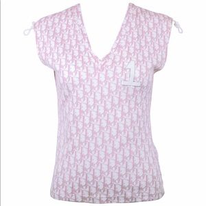 GALLIANO for DIOR Pink Monogram Tank Top, Size 8
